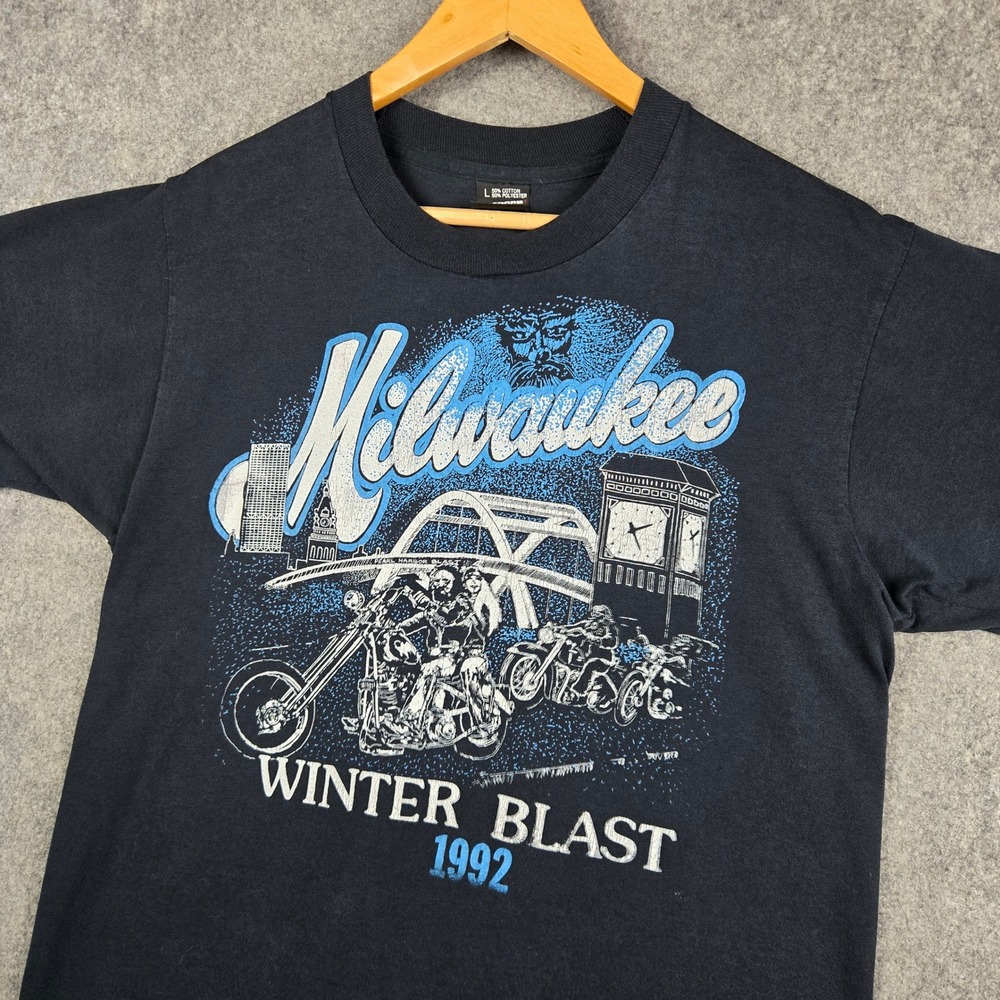 Vintage Milwaukee Winter Blast 1992 Shirt Mens Large Black Biker 90s Outlaws